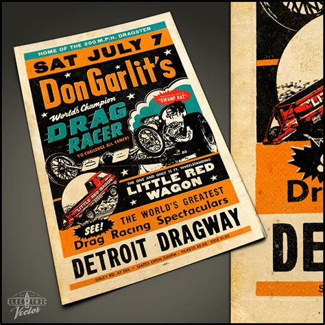 Motor City Dragway Action Poster [∆] — Electric Vector