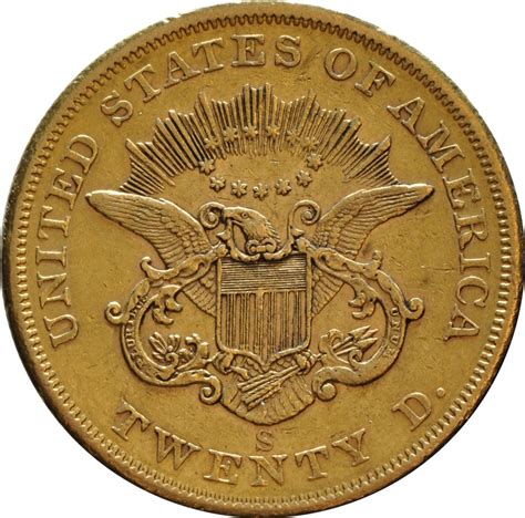 1857 $20 Double Eagle Liberty Head Gold Coin, San Francisco - £2,226