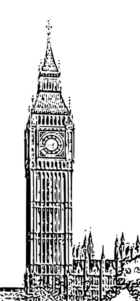 Sketch of Big Ben Clock Tower Coloring Pages - NetArt