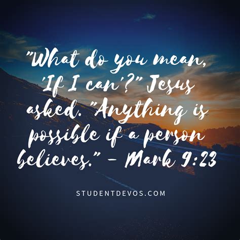 Daily Bible Verse and Devotion - Mark 9:23 | Student Devos - Youth and ...