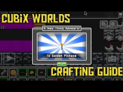 How to carfting Golden Pickaxe - crafting | cubix worlds - YouTube