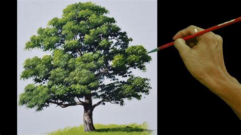 How to Paint an Oak Tree in Real Time Basic Acrylic Painting Tutorial fo... | Oak tree drawings ...