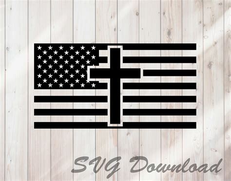 American Flag With Cross SVG Instant Download Vinyl & Craft | Etsy