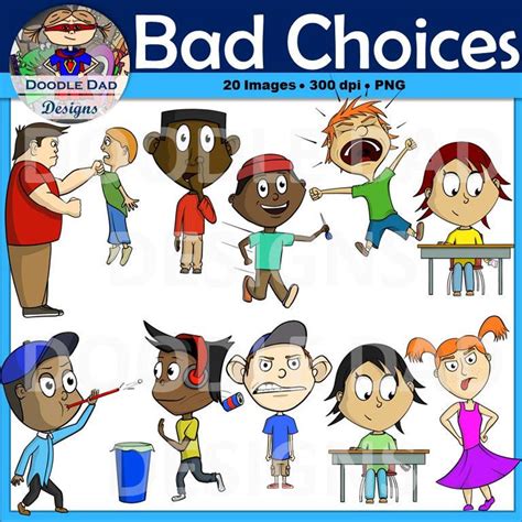 Bad Choices Clip Art behavior, Negative, Rules, Counseling - Etsy