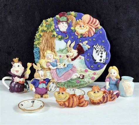 Alice in Wonderland Miniature Tea Set Polystone Resin Popular Imports ...