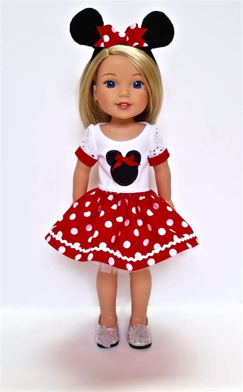 Handmade Doll Clothes Minnie Mouse Costume Dress fit 18 American Girl Dolls Dolls, Toy Figures ...