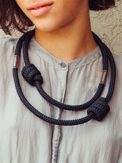 Black Rope Necklace Rope Knot Necklace Black Statement - Etsy | Rope necklace, Braided necklace ...