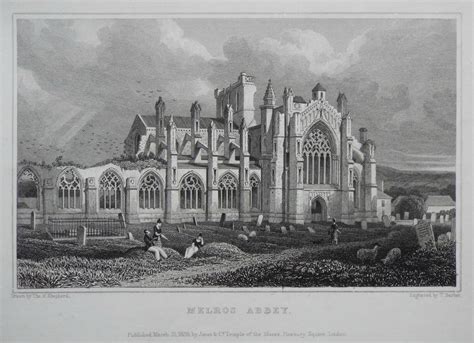 Antique Prints of Melrose Abbey