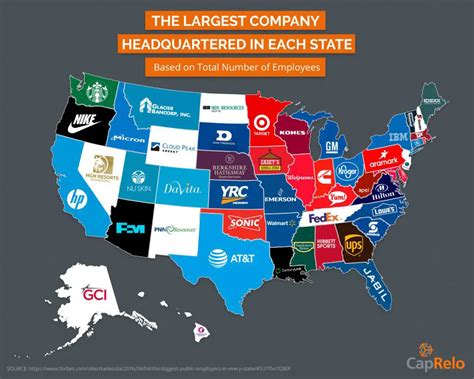 The largest company headquartered in each U.S. state - Vivid Maps