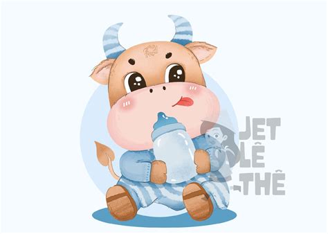 Cute Baby Buffalo Cartoon for Boy, Buffalo Clipart, Cute Animal Art, Wall Art, Kids Room Decor ...