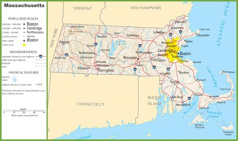 Massachusetts highway map - Ontheworldmap.com