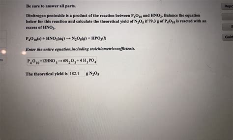 Solved dinitrogen pentoxide is a product of the reaction | Chegg.com