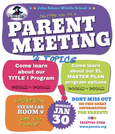 Parent Meeting - Junta de Padres 1/30/23 | John Adams Middle School