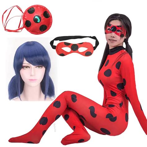 Lady Bug Costumes for Kids Girls Ladybug Costumes Adult Lady Bug Marinette Zentai Suit for ...