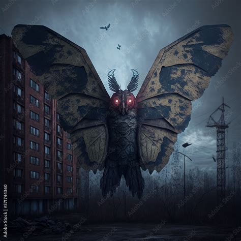 The Mothman of Chernobyl. Based on witness accounts. Horror. Generative ai. Stock Illustration ...