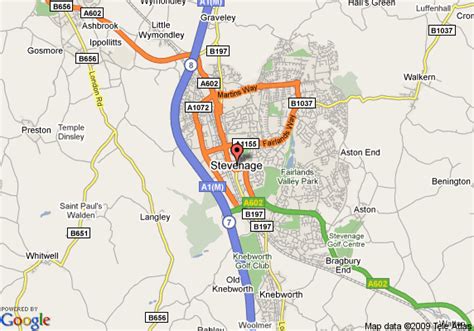 Stevenage Map and Stevenage Satellite Image