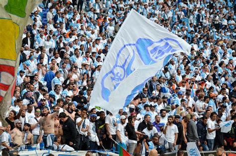 LYON, FRANCE - 16 May, 2018: Olympic Marseille Fans in the Stand Editorial Stock Photo - Image ...