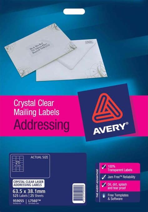 Avery® Crystal Clear Address Labels-L7560-25 - Avery Online Singapore