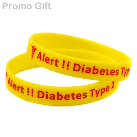 Promo Gift 1PC Type 2 Diabetic Medical Alert Silicone Wristband Bracelet -in ID Bracelets from ...