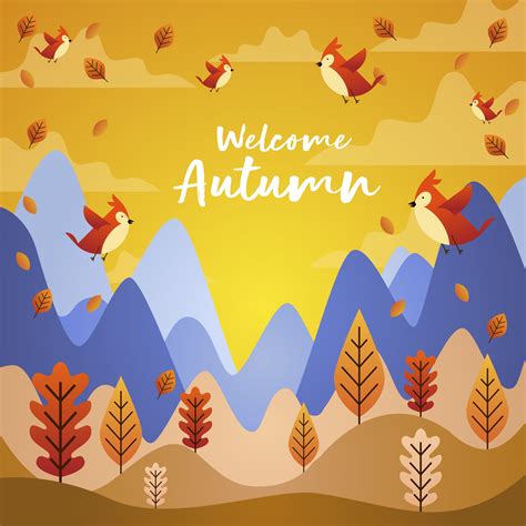 Birds Flying In Autumn Season Cartoon Illustration 674950 Vector Art at Vecteezy