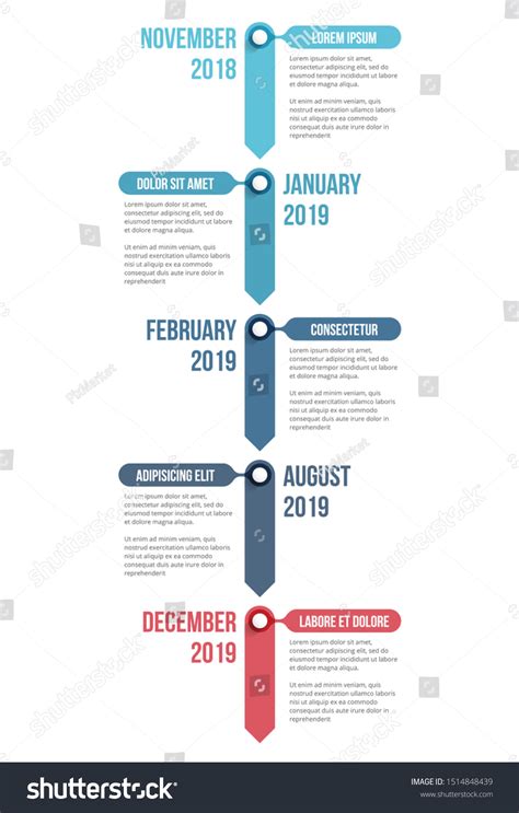 Vertical Timeline Template Five Arrows Infographic: vector de stock (libre de regalías ...