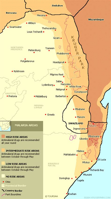 Map of South African Malaria Areas