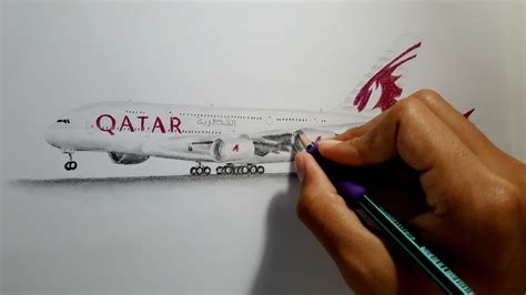 Drawing an Airplane (Qatar a380) - YouTube