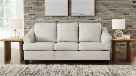 Genoa Leather Queen Sleeper Sofa - Off White | Home Furniture