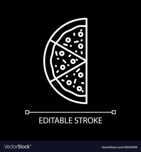 Half pizza white linear icon for dark theme Vector Image