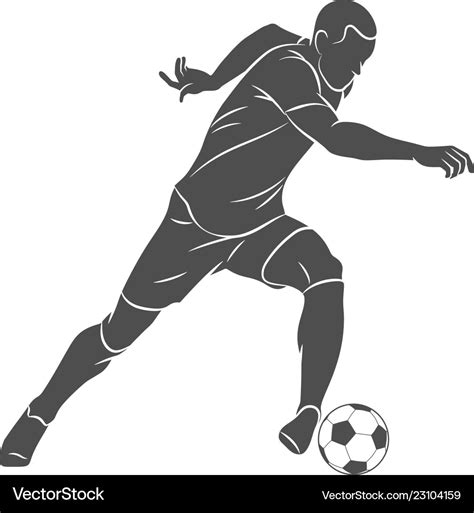 Silhouette soccer player running with the ball Vector Image