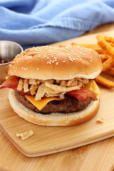 Western Burger Recipe with Onion Rings - One Sweet Appetite