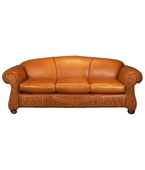 Tooled Leather Sofa - Western Sofa - RusticArtistry.com