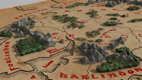 Map of middle earth 3D Model in Fantasy 3DExport