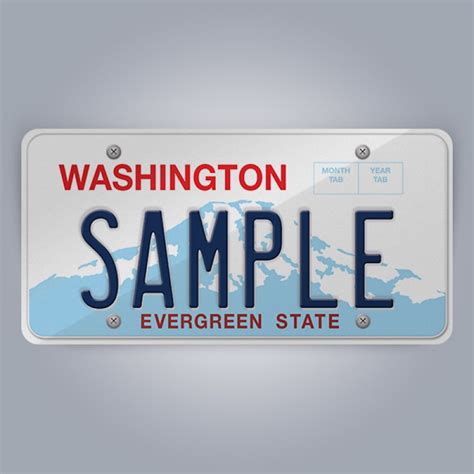 Washington License Plate Replica, reflective