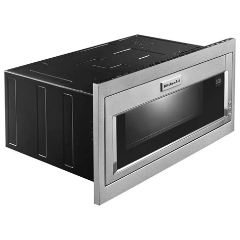 KitchenAid 1.1 Cu. Ft. Built-In Low Profile Microwave with Slim Trim Kit in Stainless Steel ...