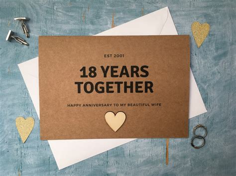 Personalised custom 18th anniversary card 18 years together | Etsy