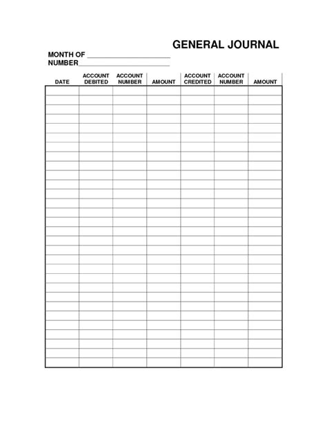 4 Free General Journal Templates - Word - Excel - PDF Formats