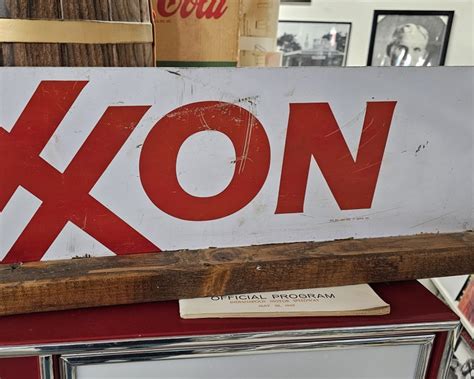 EXXON Tin Sign, Double Sided - Vintage Ford Parts, Music & Collectibles