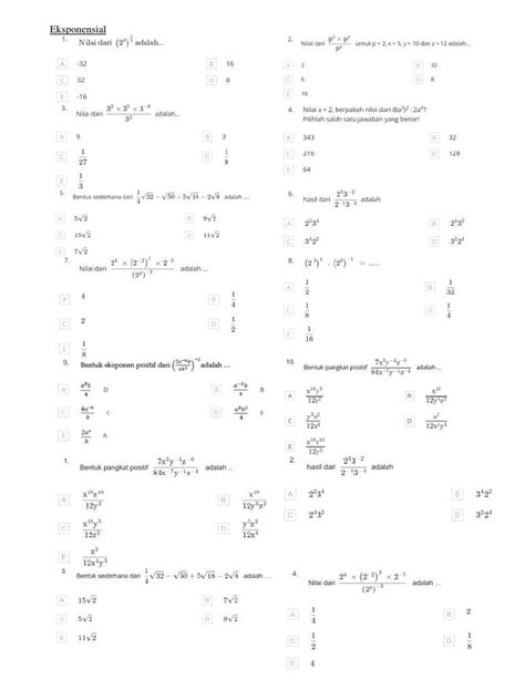 Eksponensial, Persamaan, Dan Pertidaksamaan Eksponensial | PDF