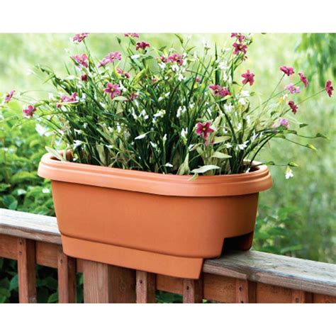 Bloem Deck Rail Planter 24 in. Terra Cotta Plastic Deck Rail Planter-477241-1001 - The Home Depot