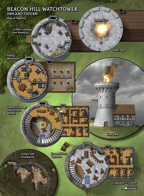 Beacon Hill Watchtower | Fantasy city map, Dungeons and dragons ...