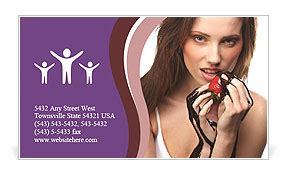 Stunning Woman's Portrait With Delicious Chocolate Dessert Business Card Template & Design ID ...