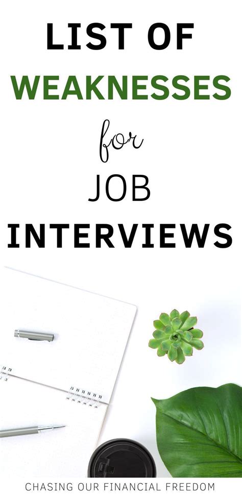 √ List Of Weaknesses For Job Interviews