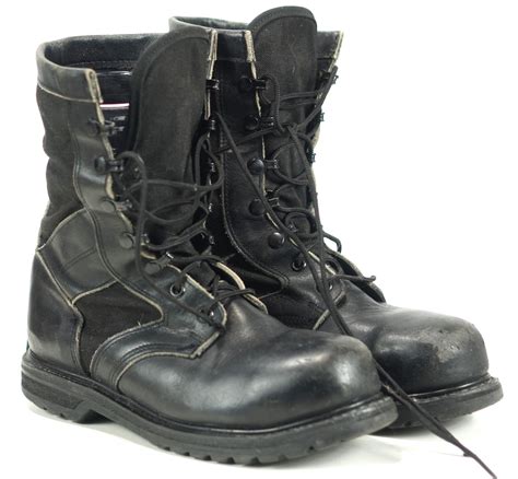 Women's Steel Toe Black Military Combat Boots 7 Hole Lace Up Vintage US Made 7.5 | oldrebelboots