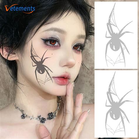 Personality Spider Tattoo Stickers DIY Disposable Scary Black Spider ...