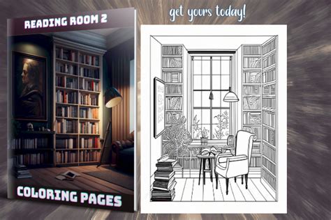 Reading Room Coloring Pages 2 Graphic by malachipatzan · Creative Fabrica