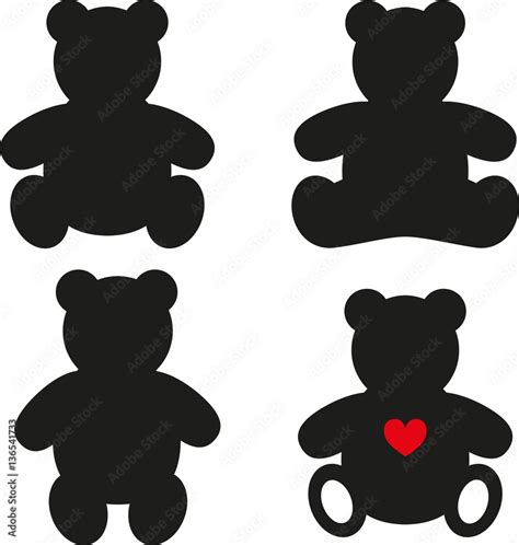 Simple silhouettes of Teddy Bear. Vector illustration on white ...