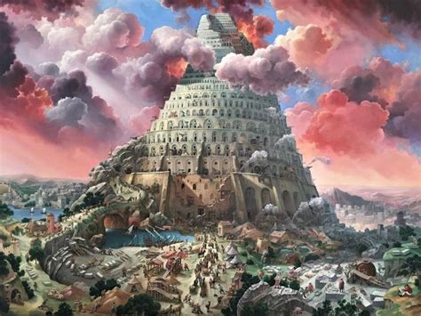 The Tower of Babel. (2019) Oil painting by Alexander Mikhalchyk | Tower ...