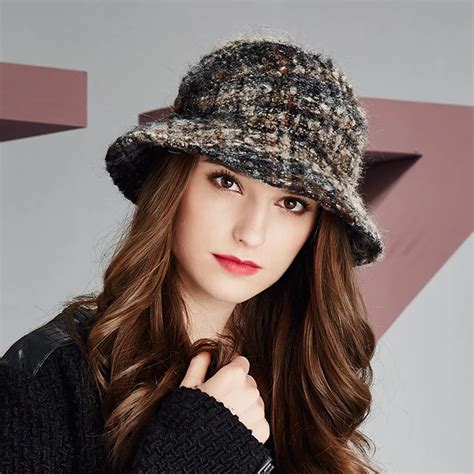 Kenmont Autumn Winter Women Bucket Hat Ladies Woolen Elegant Boonies ...