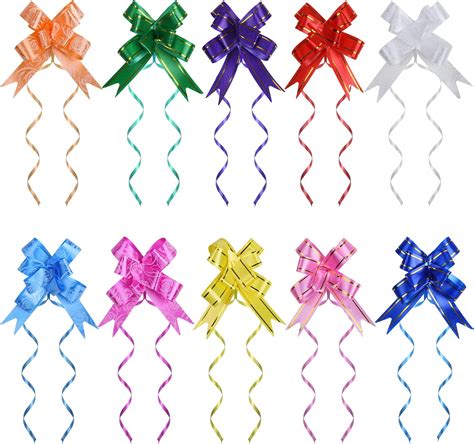 DERAYEE 100 PCS Gift Wrapping Bows, Present Basket Ribbon Pull Bows for Christmas New Year ...